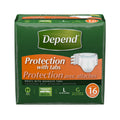 Depend Incontinence Protection with Tabs, Maximum Absorbency, L , 16 ct