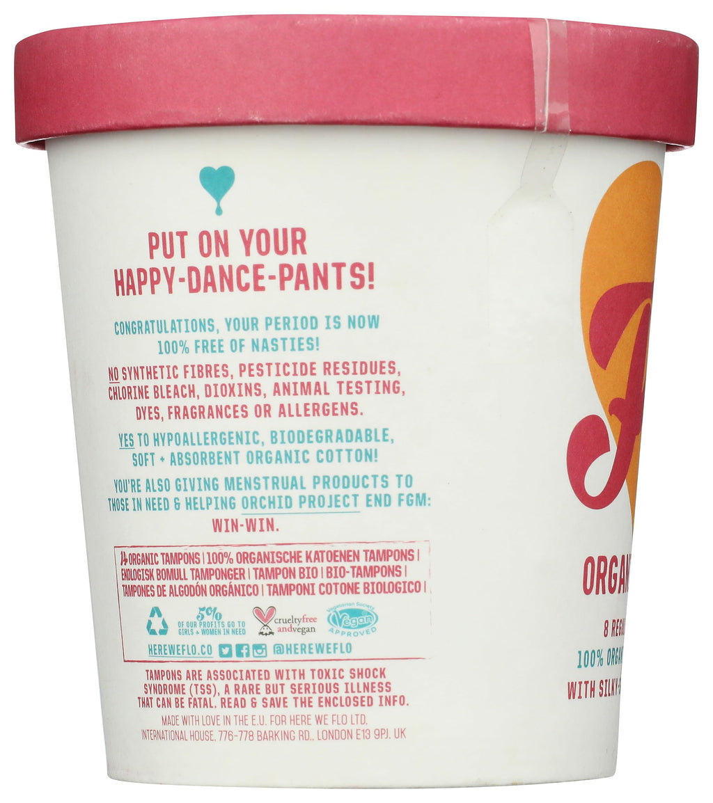 Here We Flo Regular & Super Cotton Tampons, 14 Ct