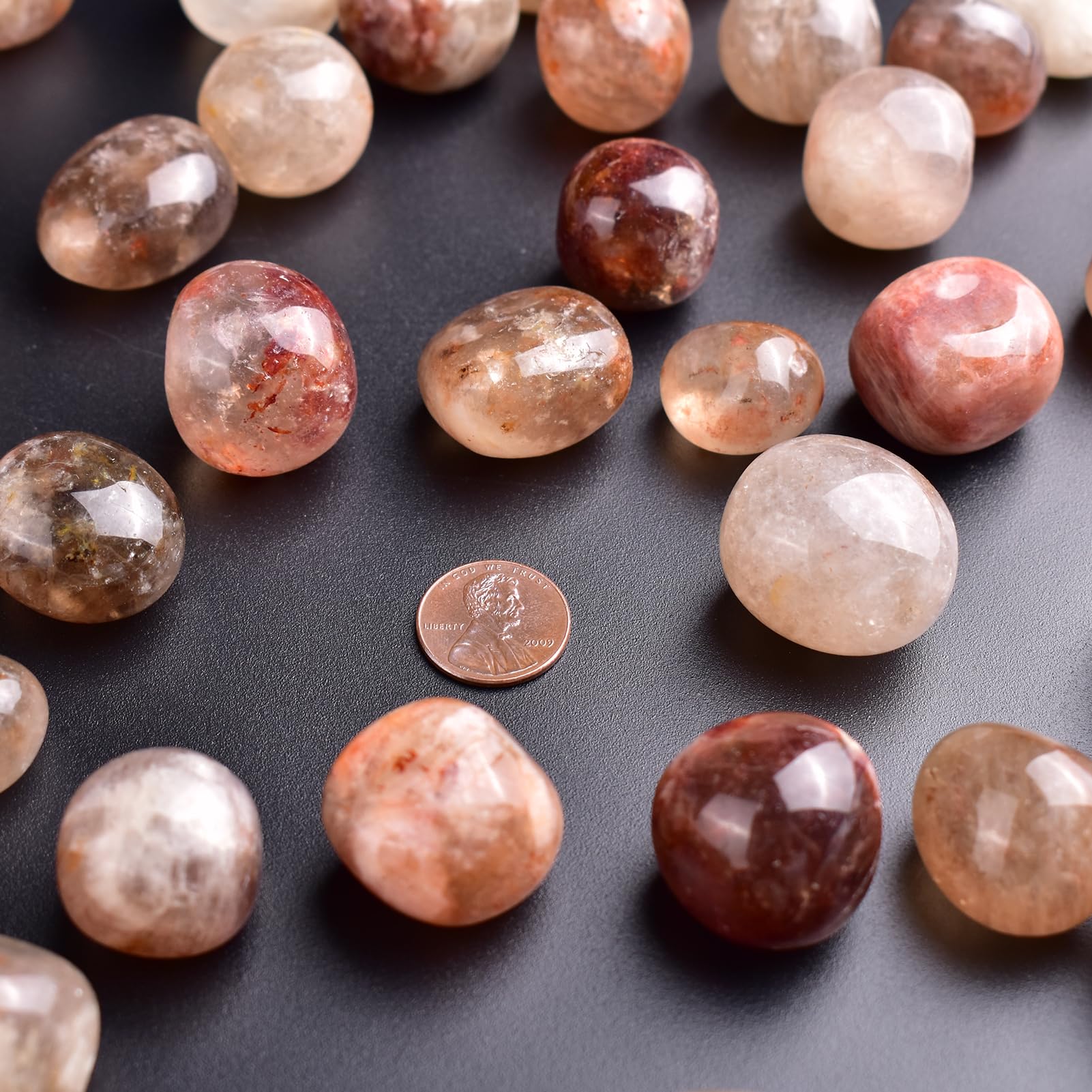 SigMntun Polished Stone Set Cherry Blossom Agate Crystals, Handpicked Tumbled Gemstones Rocks, Pebbles for Reiki, Chakra, Healin