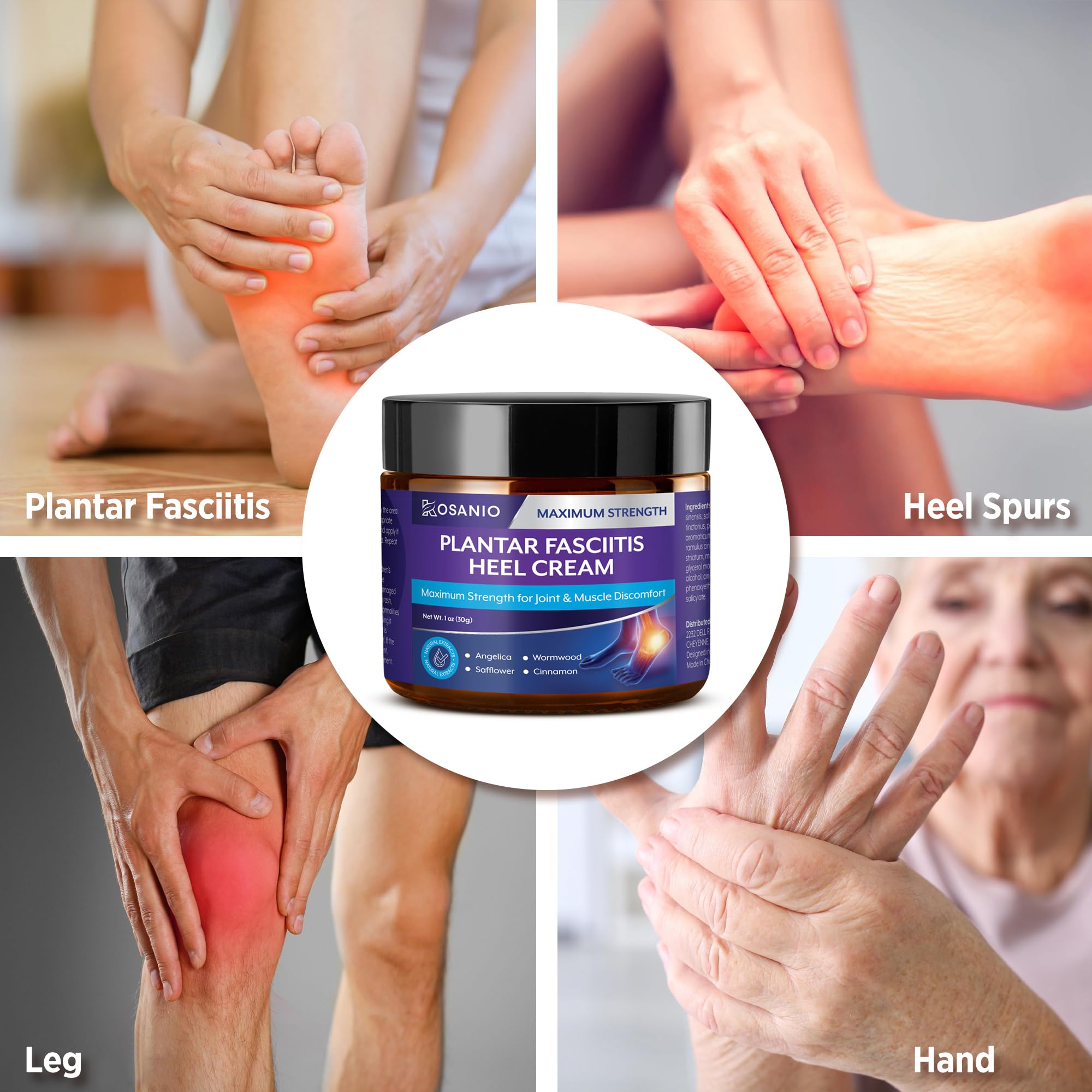 KOSANIO Plantar Fasciitis Relief Cream - Heel Discomfort Relief for Plantar Fasciitis, Foot, Knee - 30g / 1 oz