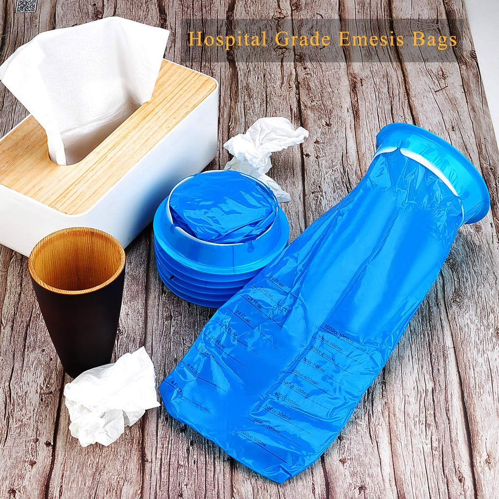 Valchoose 60 Pack Barf Bags Disposable, Portable Puke Bags, 1000ml High Density Vomit Bags, Leak Resistant Perfect for Morning S