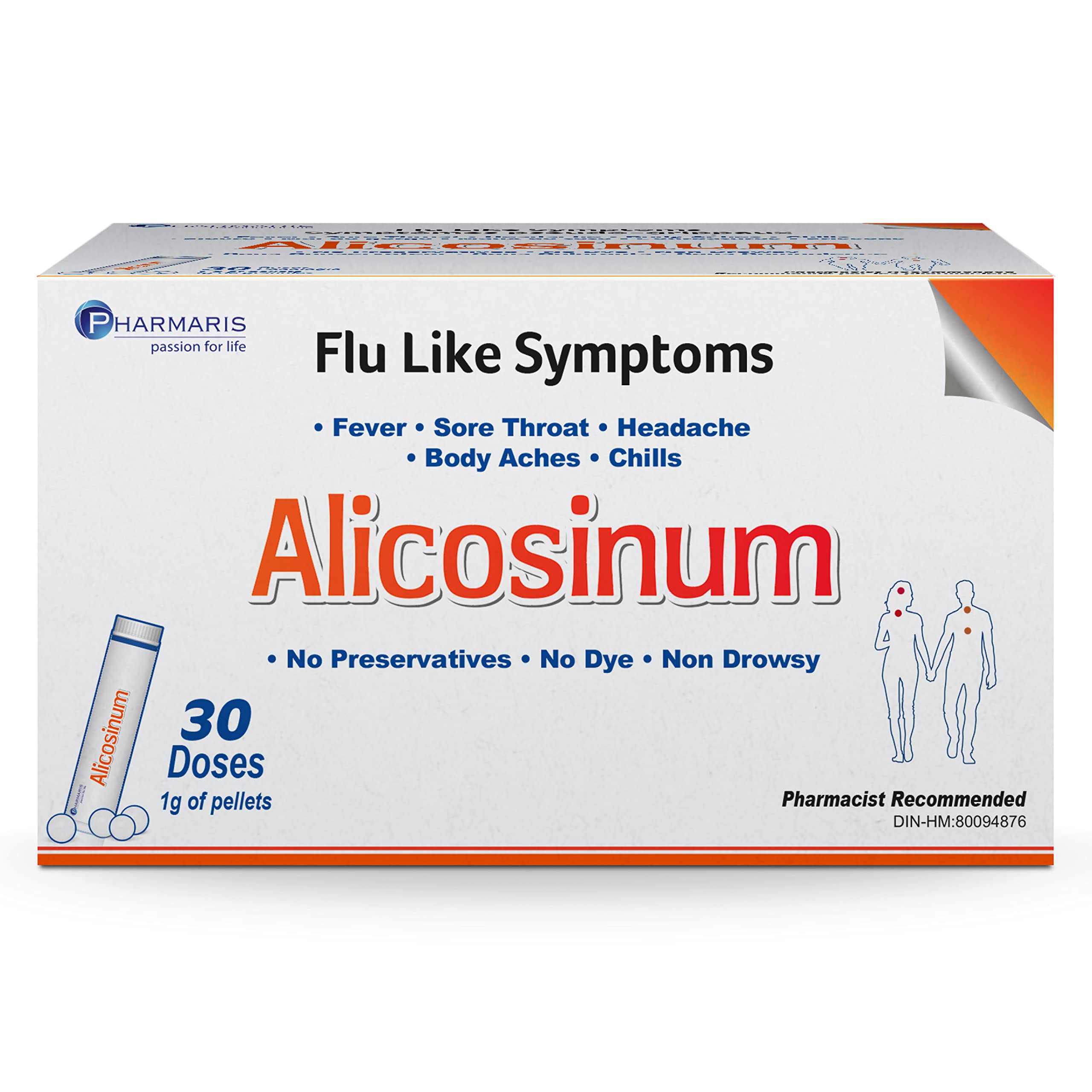 ALICOSINUM 30 doses Homeopathic Medicine for Relief of Multiple Flu-Like Symptoms Such as Fever, Sore Throat, Headache, Body Ach