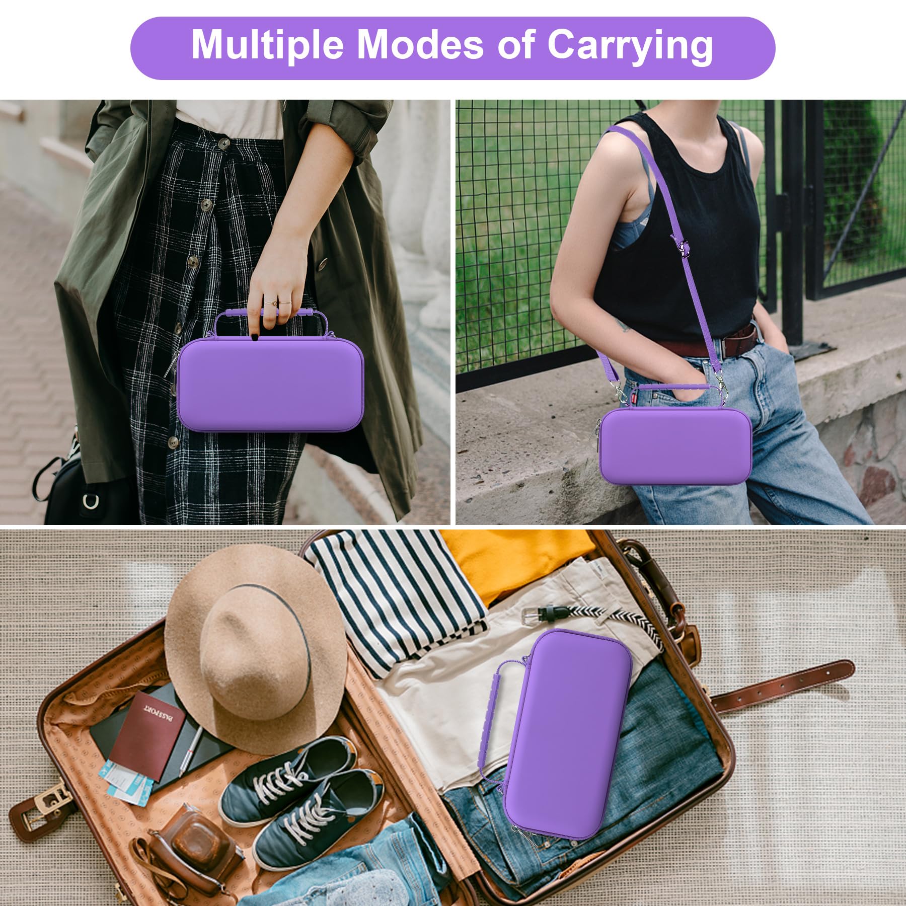 Canboc Carrying Case for Asthma Inhaler, Handheld Spacer for Adults, Mask, Inhaler Spacer Bag with Removable Shoulder Strap, Mes