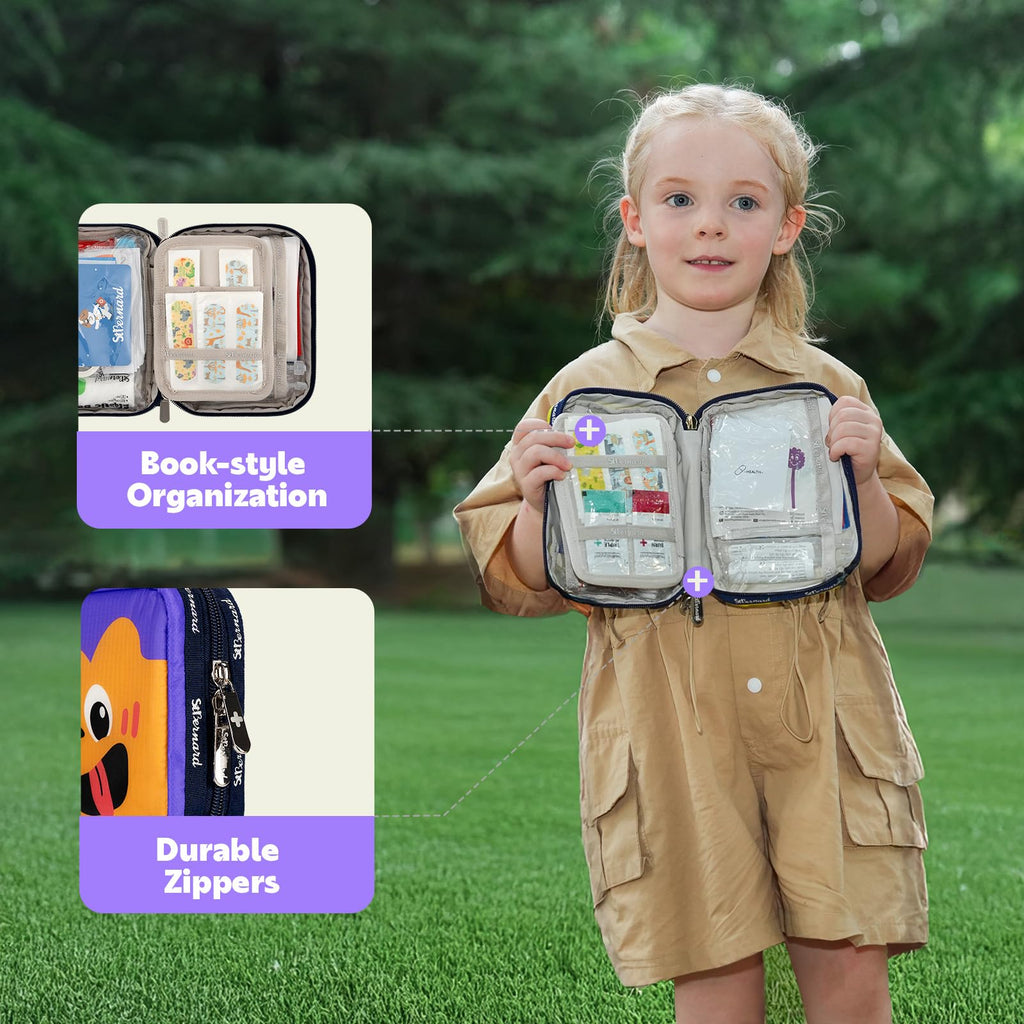 StBernard Small First Aid Kit for Kids and Adults, Medical Kit with Digital Thermometer for Home, Travel, Hiking, Backpack, 6.3x