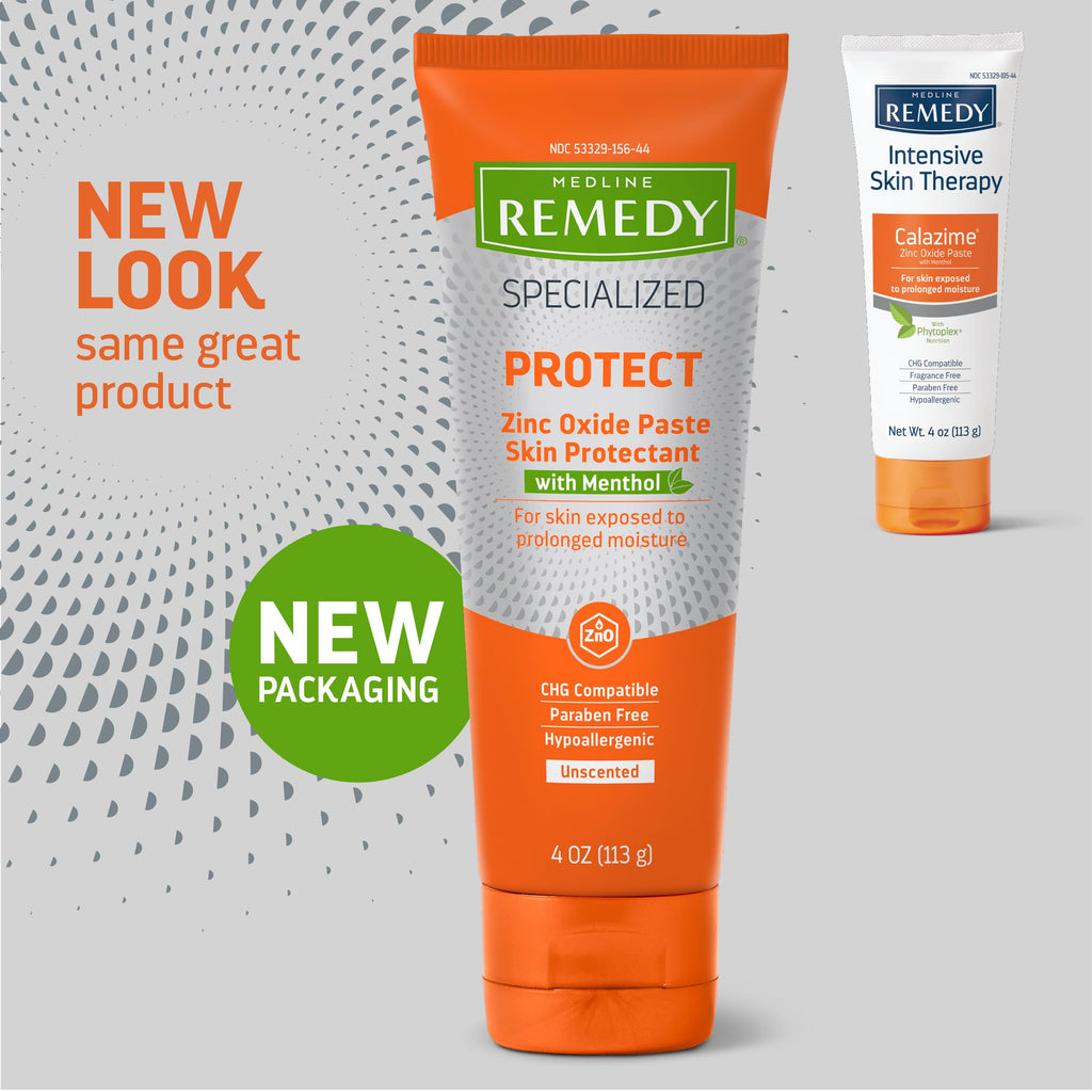 Medline Remedy Specialized Zinc Oxide Paste with Menthol (4 oz Tube), Unscented, Calamine, Incontinence Care, Diaper Rash, Wetne
