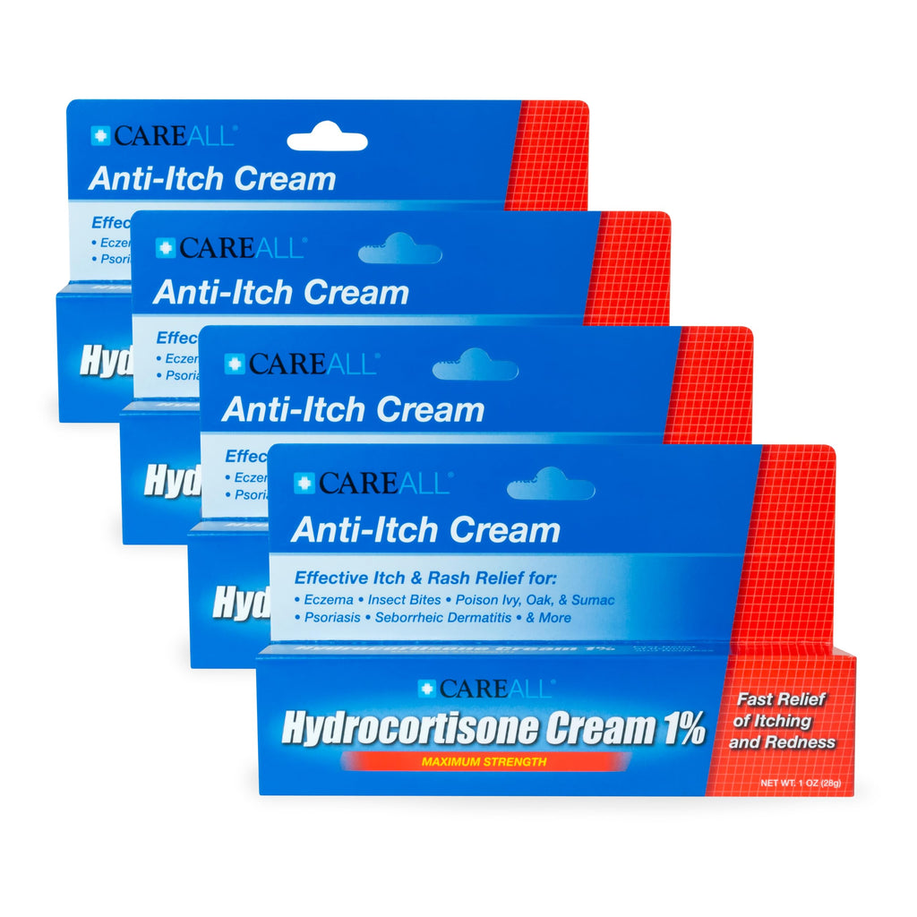 CareAll Hydrocortisone 1%, 1oz Tube (Pack of 4), Maximum Strength Anti-Itch Cream, Relief from Itching and Redness from Bug Bite