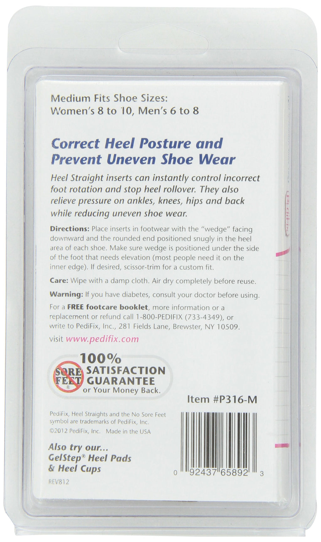 Pedifix Heel Straights, Medium, 1 Pair Per Pack