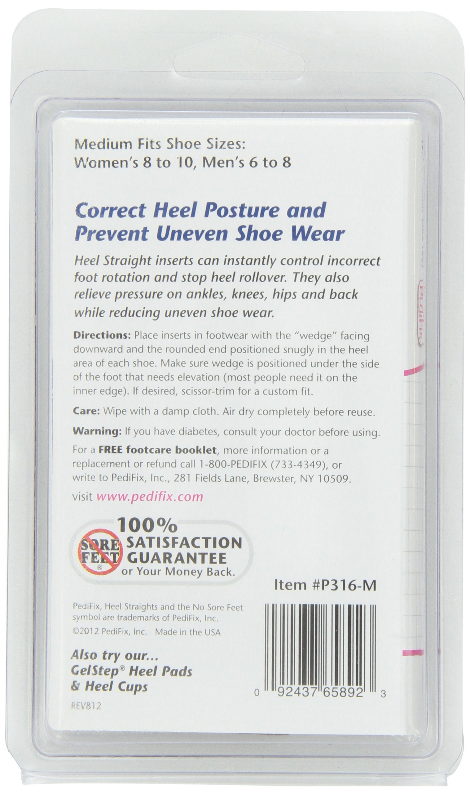 Pedifix Heel Straights, Medium, 1 Pair Per Pack