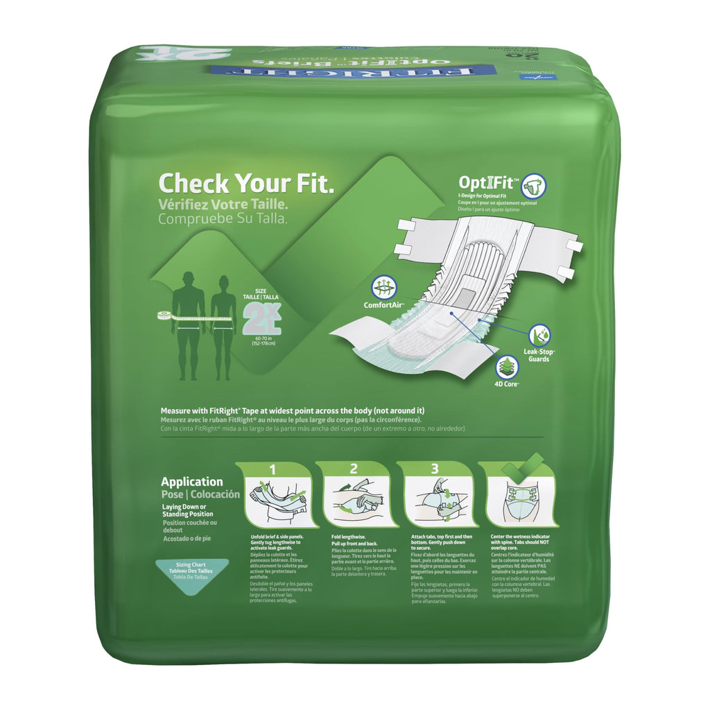 FitRight Ultra Adult Diapers, Disposable Incontinence Briefs with Tabs, Heavy Absorbency, XX-Large, 60-69, 4 packs of 20 (80 tot