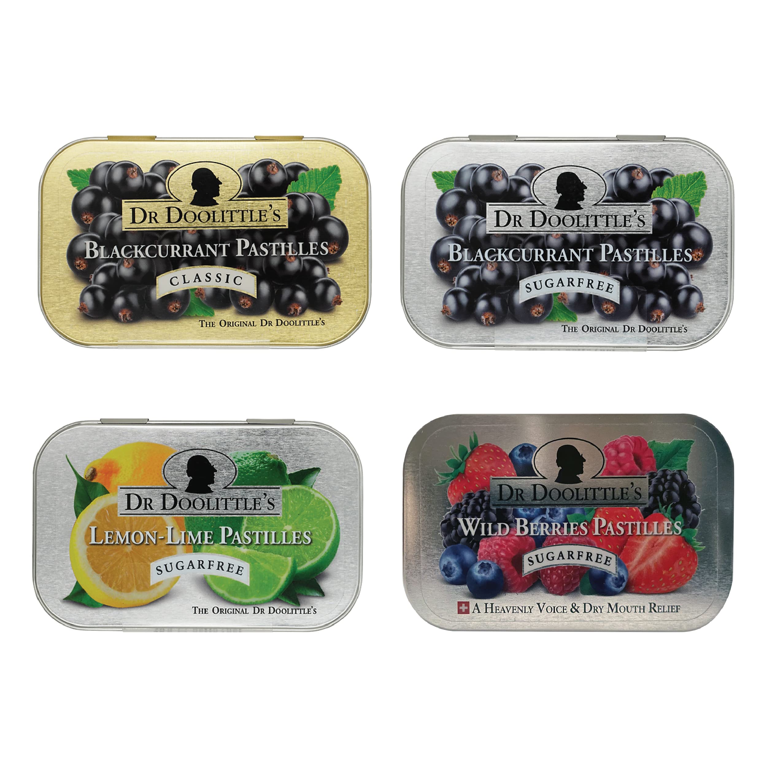 Dr. Doolittles Soft Fruit Pastilles Sugar Variety Pack for Voice and Throat, Blackcurrant, Lemon Lime, and Wild Berries, 2.12 Ou