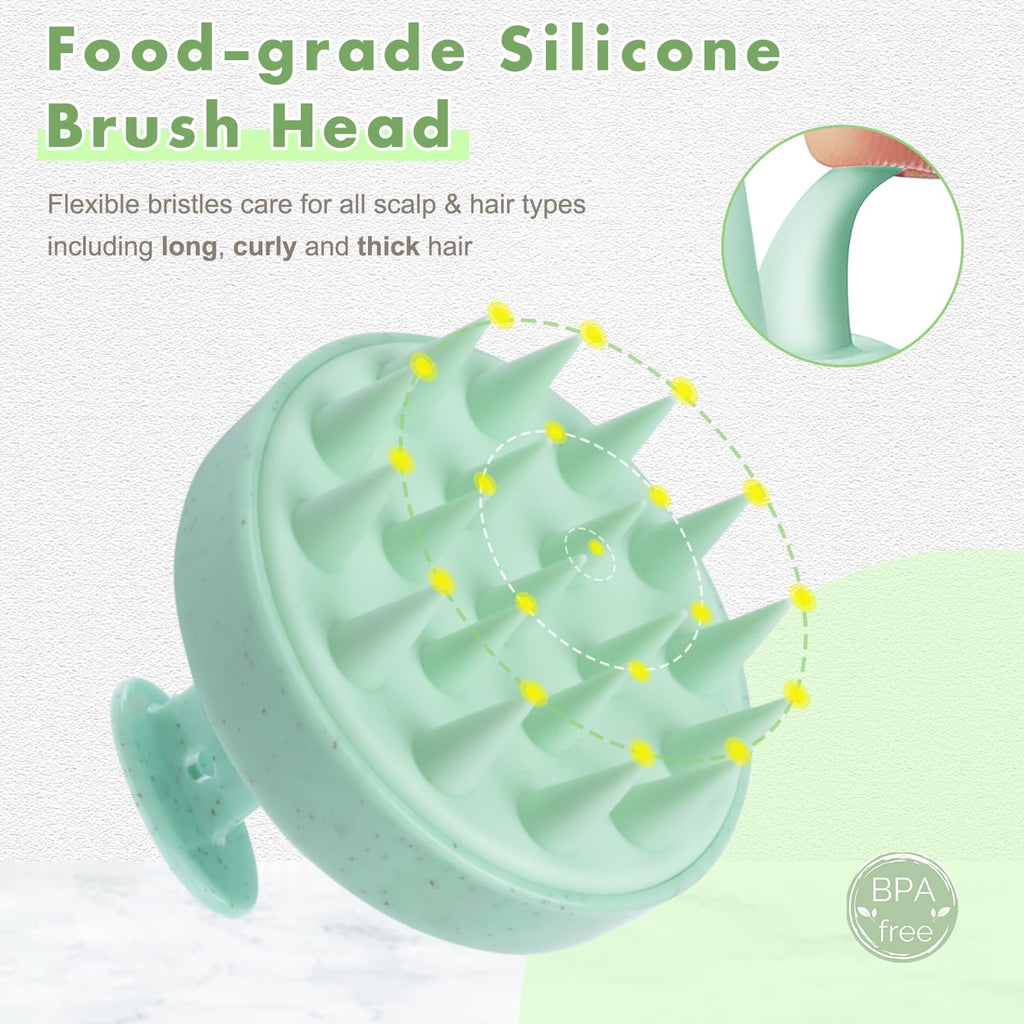 FREATECH Wheat Straw Scalp Massager Shampoo Brush with Soft Silicone Bristles for Scalp Scrub and Hair Growth, Head Massager Hai
