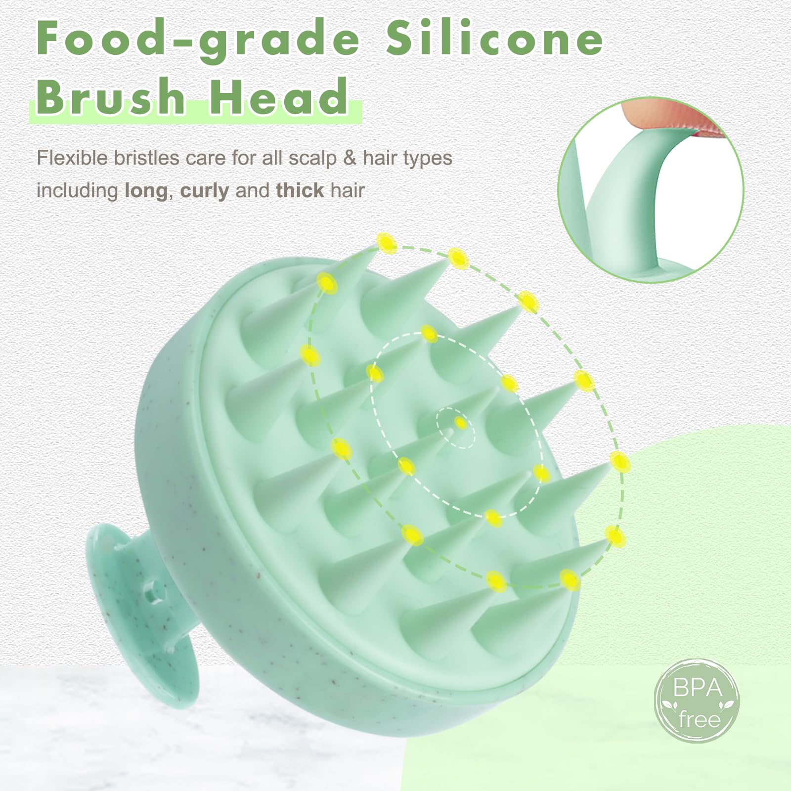 FREATECH Wheat Straw Scalp Massager Shampoo Brush with Soft Silicone Bristles for Scalp Scrub and Hair Growth, Head Massager Hai
