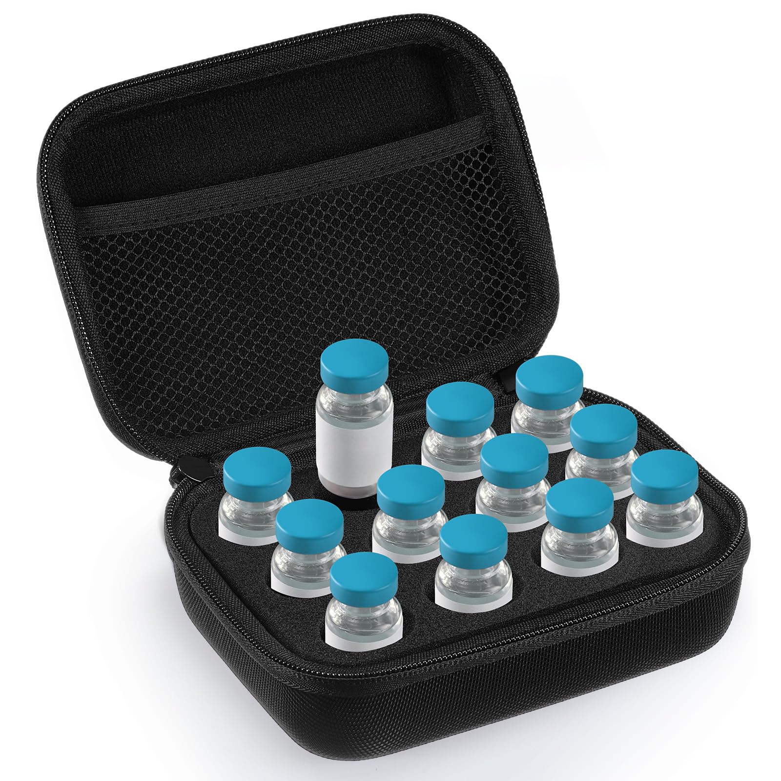 Teenyyou 12 Slots Diabetic Insulin Peptide Fridge Carrying Case Vial Holder Storage Protector Bag Fits Standard 10ml Vials, Insu