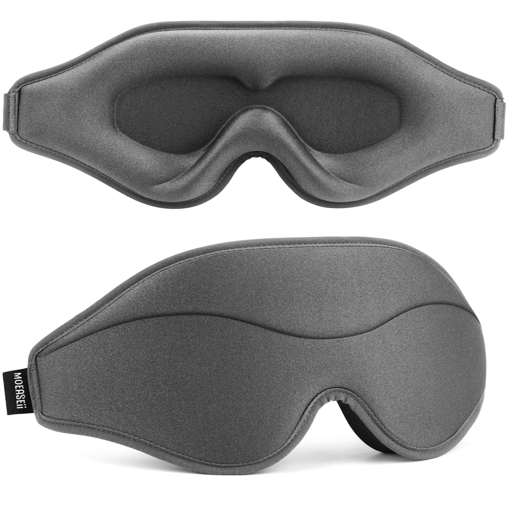 MOEASEii Sleep Mask - Total Blackout 3D Sleeping Mask, Super Lightweight & Silky Soft Eye Mask for Sleeping, Fully Adjustable Fi