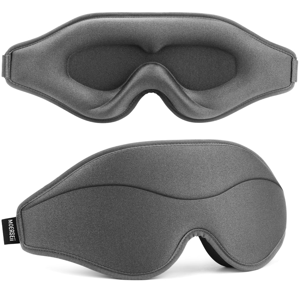 MOEASEii Sleep Mask - Total Blackout 3D Sleeping Mask, Super Lightweight & Silky Soft Eye Mask for Sleeping, Fully Adjustable Fi