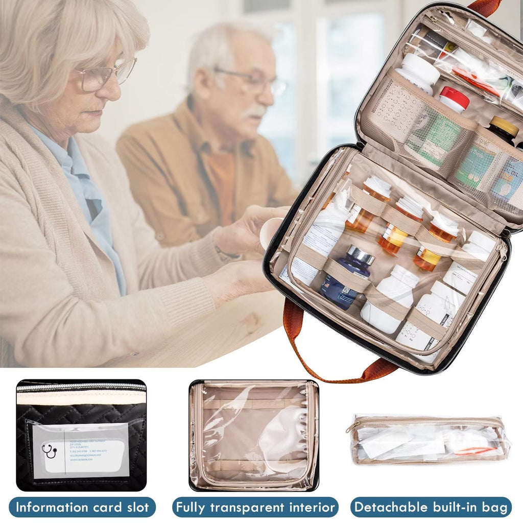 BAGSFY Medicine Bag for Traveling, Pill Bottle Organizer Storage, Large Medication Travel Case, Pills Box for Vitamin, First Aid