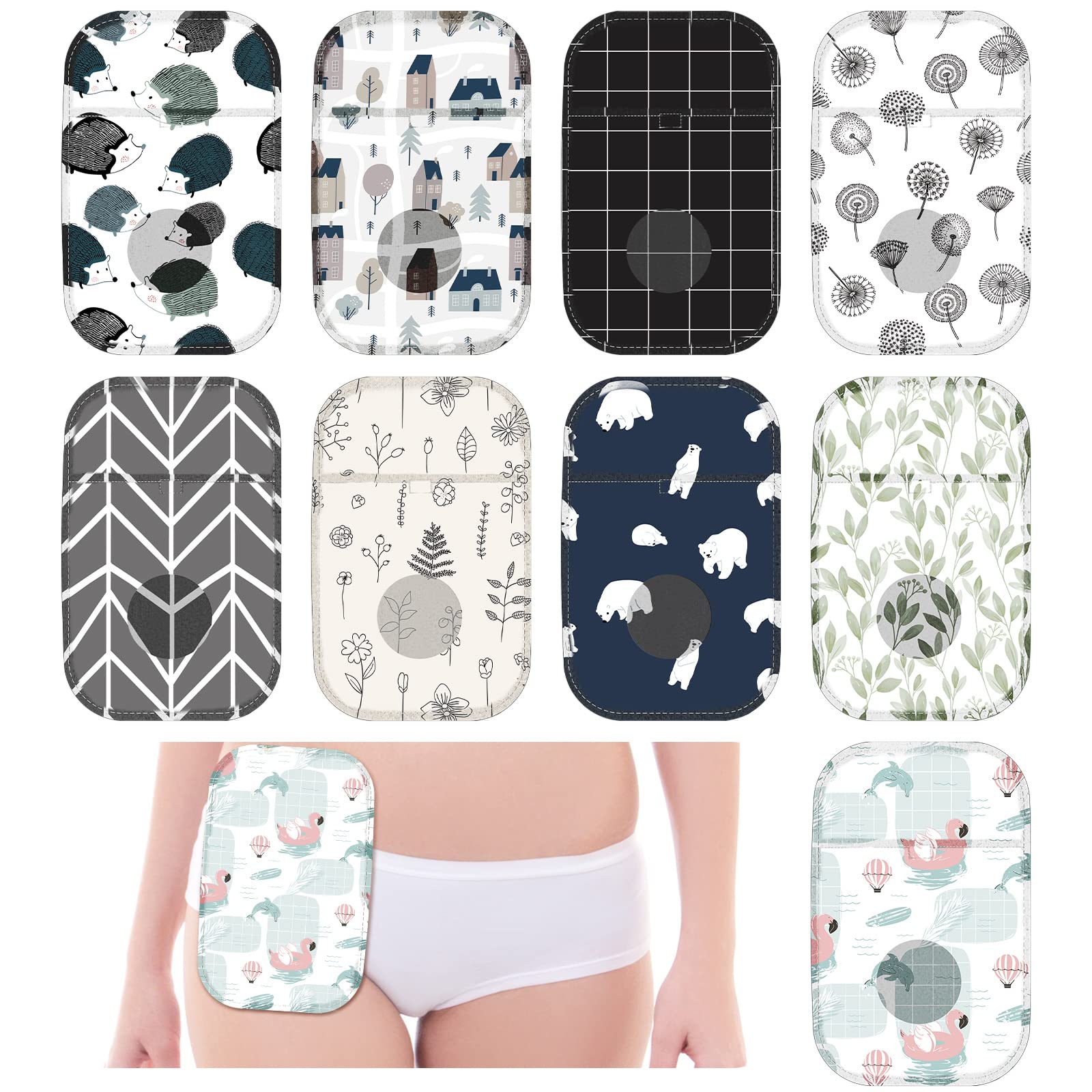 Weewooday 9 Pcs Ostomy Bag Covers Waterproof Ostomy Shower Cover Lightweight Colostomy Bags Reusable Washable Wrap with Adjustab