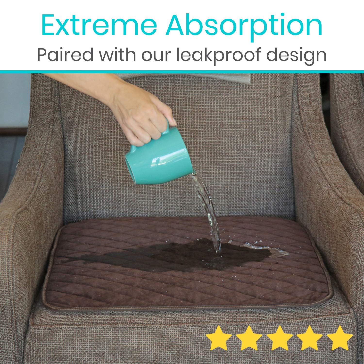 Sures Waterproof Chair Pads for Incontinence (22 x 21) - Washable, Waterproof Seat Protector - Chair Protector Seat Cover - Abso