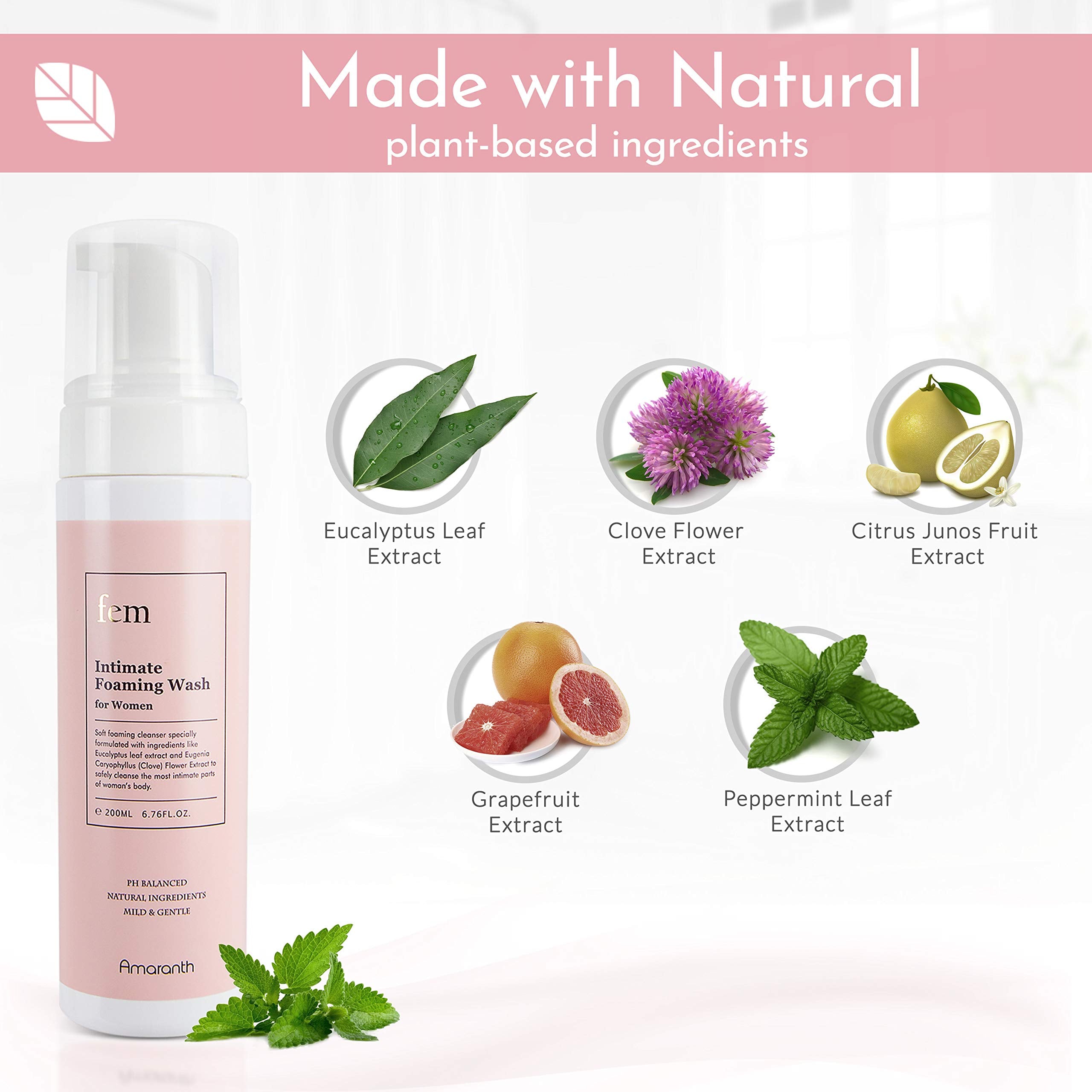 fem pH Balance Intimate Wash for Women, Feminine Wash for Sensitive Skin, Gentle Cleanser for Daily Use, Helps Eliminate Irritat