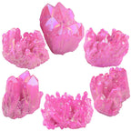 Rockcloud Healing Crystal Natural Titanium Coated Fuchsia Rock Quartz Cluster Geode Druzy Home Decoration Gemstone Specimen