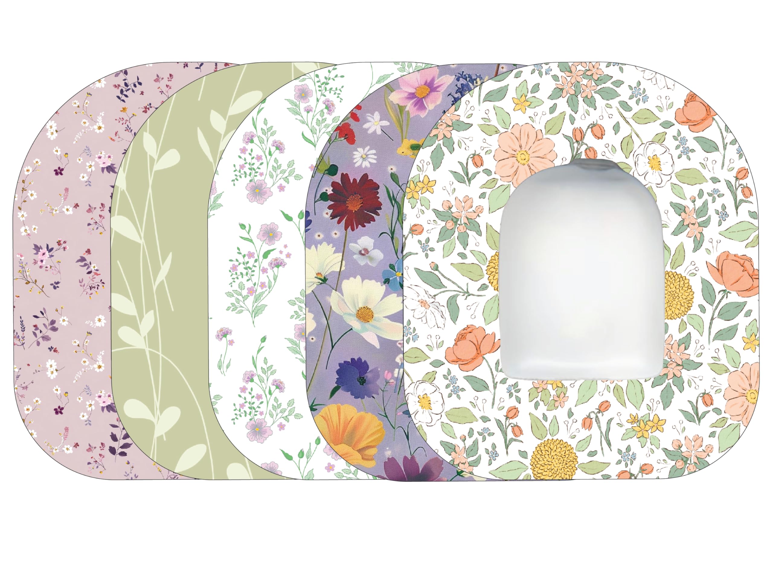 Glucomart Adhesive Patches for Omnipod (5 Count) - Maximum Strength Patches, Waterproof & Hypoallergenic (Vintage Floral Variety