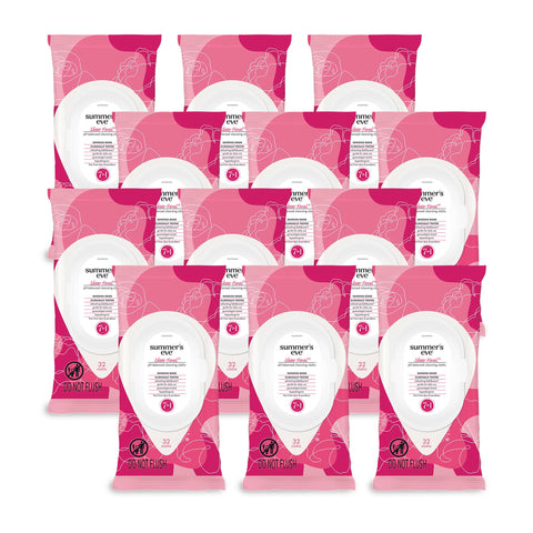 Summer's Eve Feminine Cleansing Wipes, Sheer Floral, 32 Count, 12 Pack