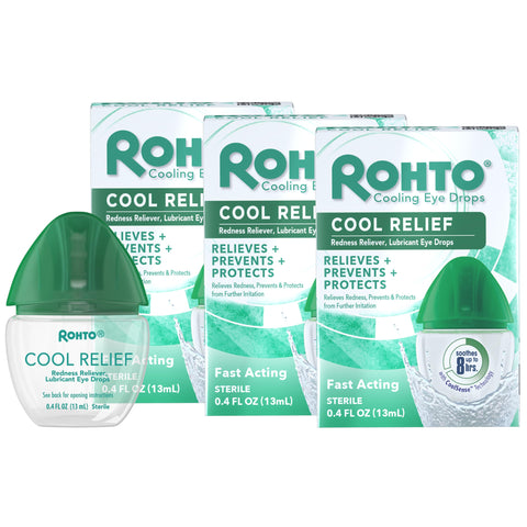 Rohto Cool Relief, Redness Reliever Lubricant Eye Drops, Relieves Redness, Prevents and Protects Further Irritation, Cools and S