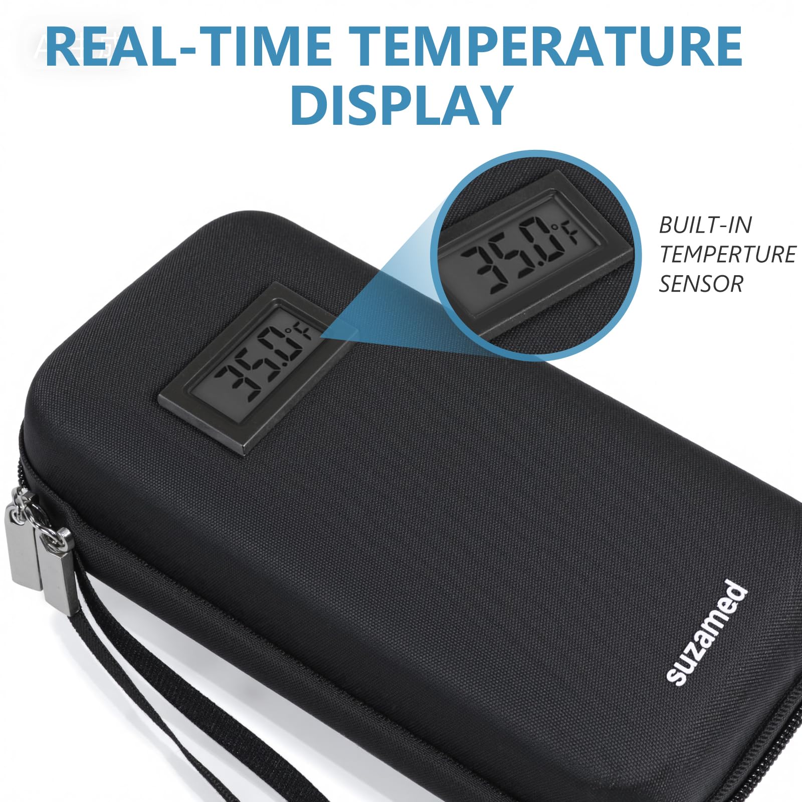 suzamed Insulin Cooler Travel Case,EVA Insulation Travel Medicine Kit with Temperature Display for Diabetes Care,Insulin Pen and