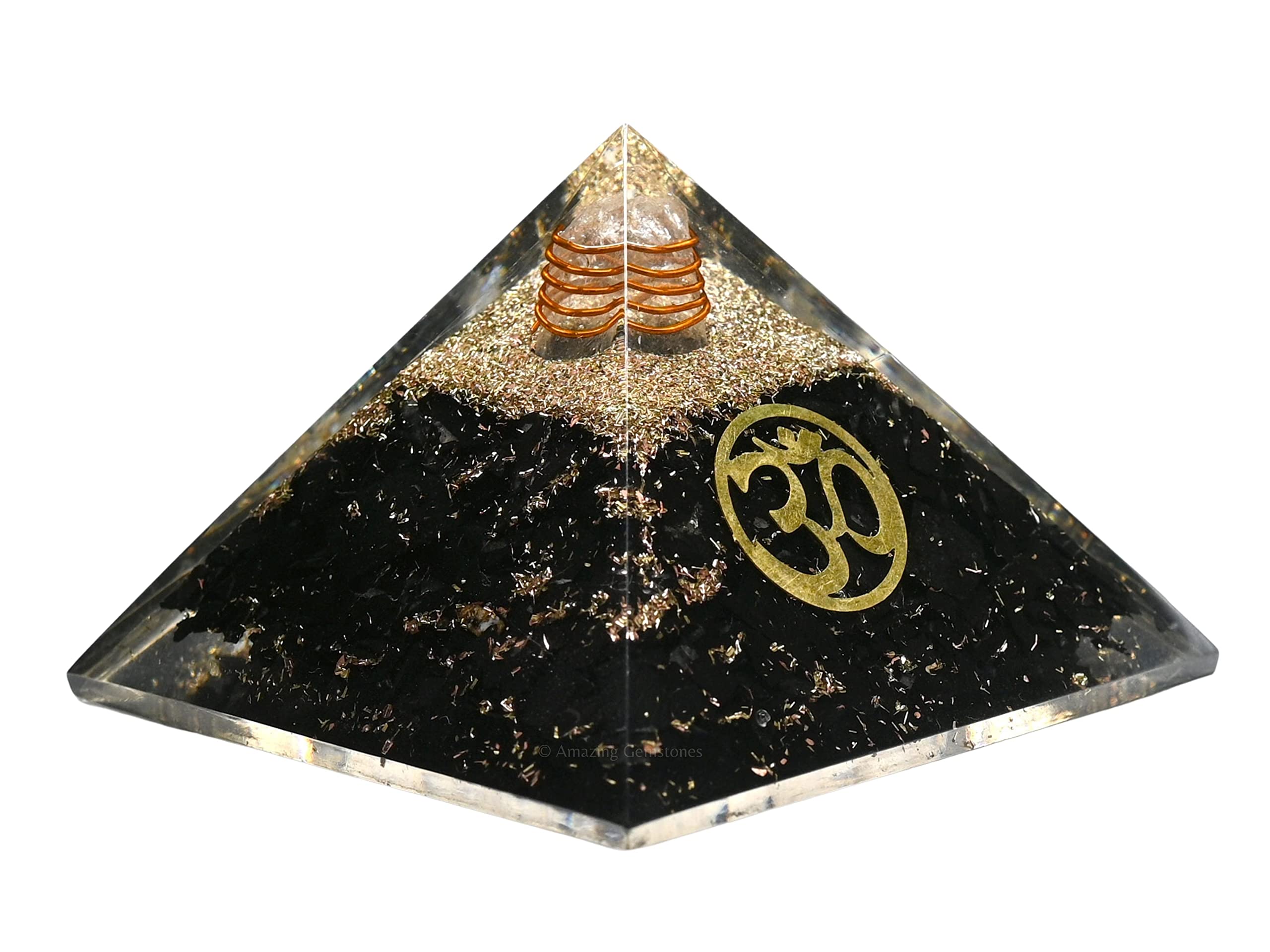 Large Orgone Pyramid | Shungite Pyramid Crystal | OM Orgonite Pyramid | Organ Pyramids Positive Energy Healing