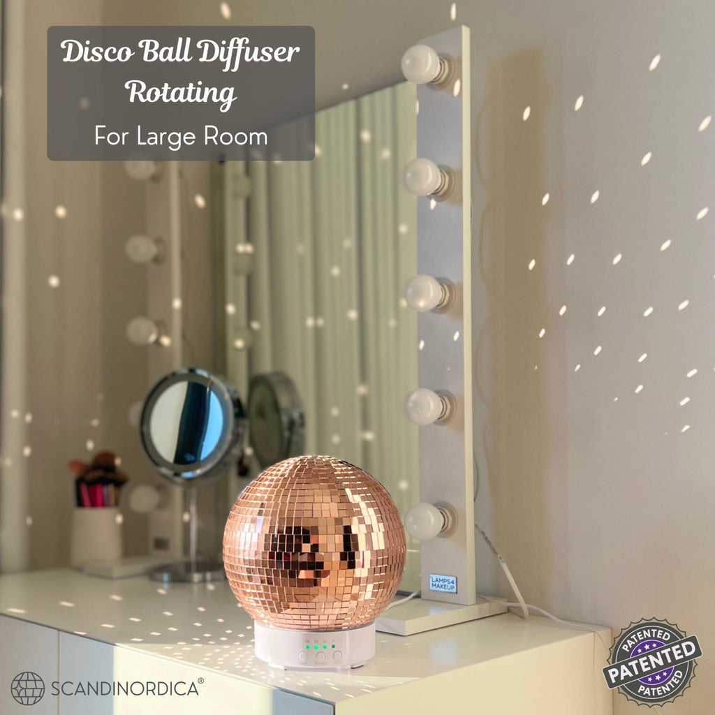 Disco Ball Diffuser Rotating - 300 ML Oil Diffuser Essential Oils, Quiet Oil Diffusers, Night Light and Timer, Disco Ball Table