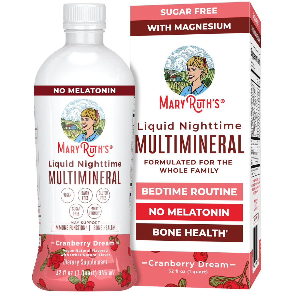MaryRuth Organics Liquid Nighttime Multimineral | No Melatonin | Bedtime Routine | Magnesium Citrate | Calcium | Zinc | Vitamin 