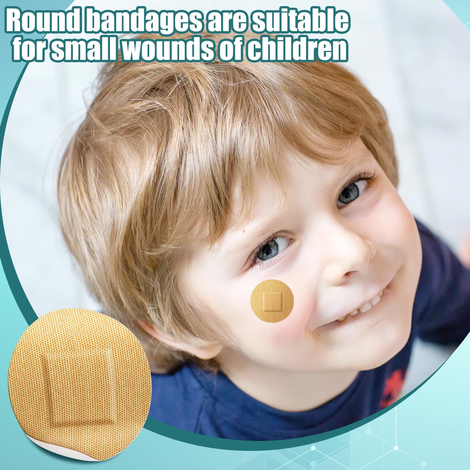 Funtery Adhesive Spot Bandage 4 Sizes Round Flexible Fabric Adhesive Round Tan Non Latex Bandage for Wound Care and Hides Skin S