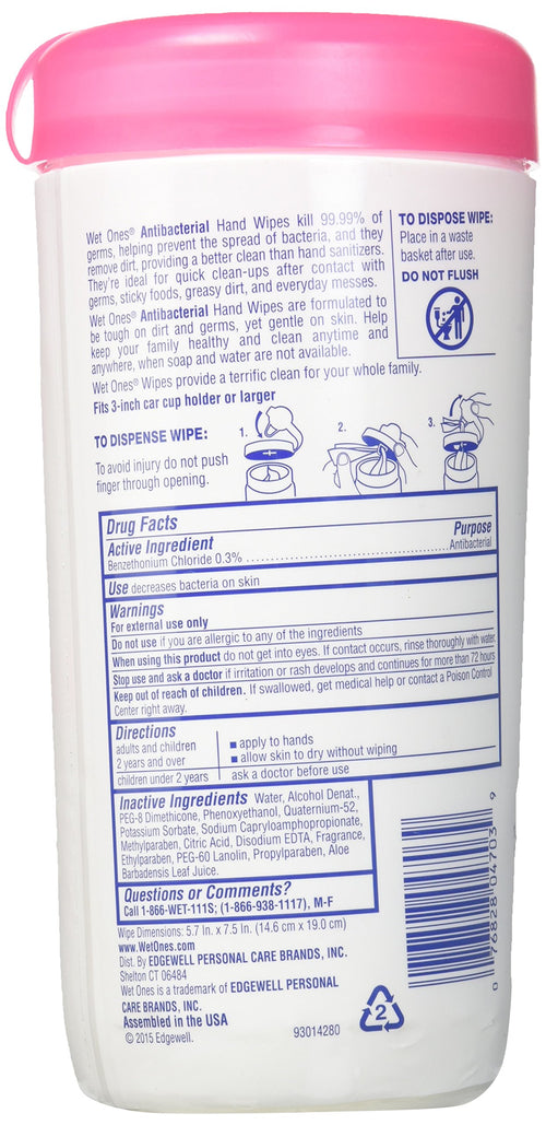 WET ONES Antibacterial Hand Wipes, Fresh Scent 40 ea (Pack of 12)
