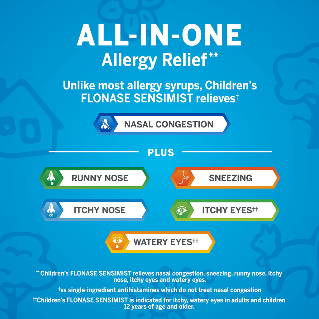 Flonase Childrens Sensimist Allergy Relief Spray, 24 Hour Non-Drowsy Childrens Allergy Medicine, Scent-Free, Alcohol-Free Fine
