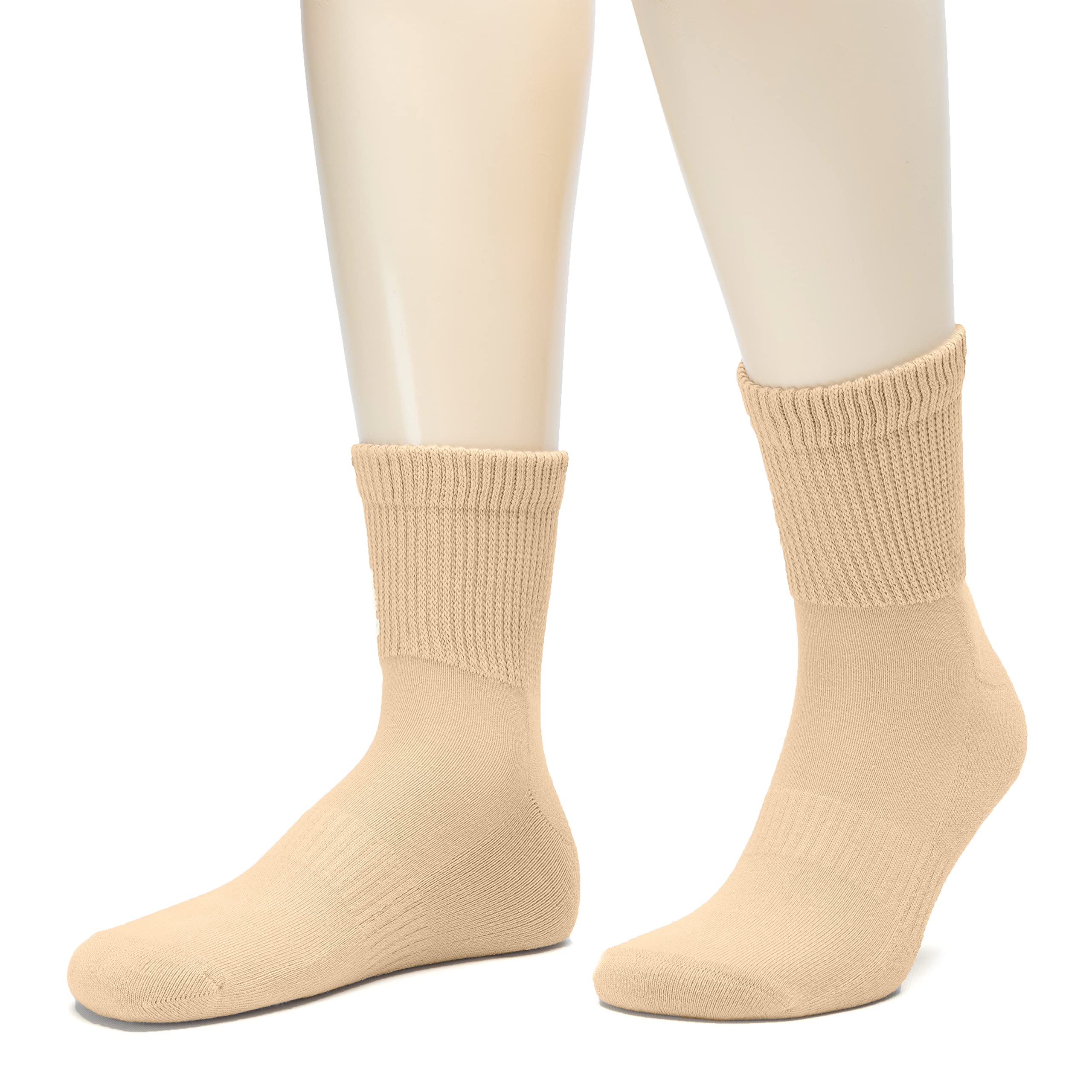Hugh Ugoli Men's Cotton Diabetic Ankle Socks, Wide, Loose and Stretchy, Seamless Toe & Non Binding Top, Semi Cushion, 3 Pairs, M