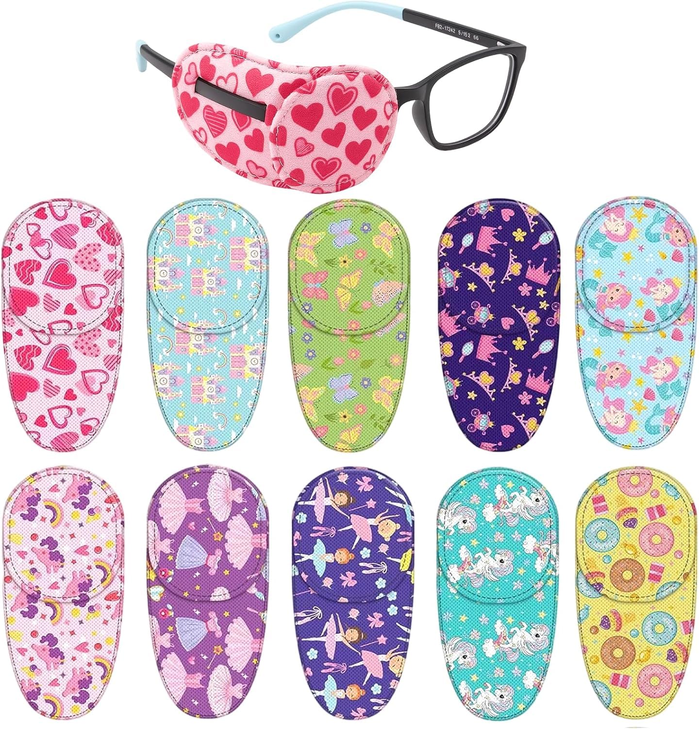 4Pcs Lazy Eye Patch, One Eye Patch For Glasses, Cute Eyepatch Shading Cover Fit Left & Right Eyes, Matching Daily Shading (Rando