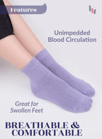 Hugh Ugoli Women Diabetic Ankle Socks, Super Soft & Thin Bamboo Socks, Wide & Loose, Non-Binding Top & Seamless Toe, 4 Pairs, As