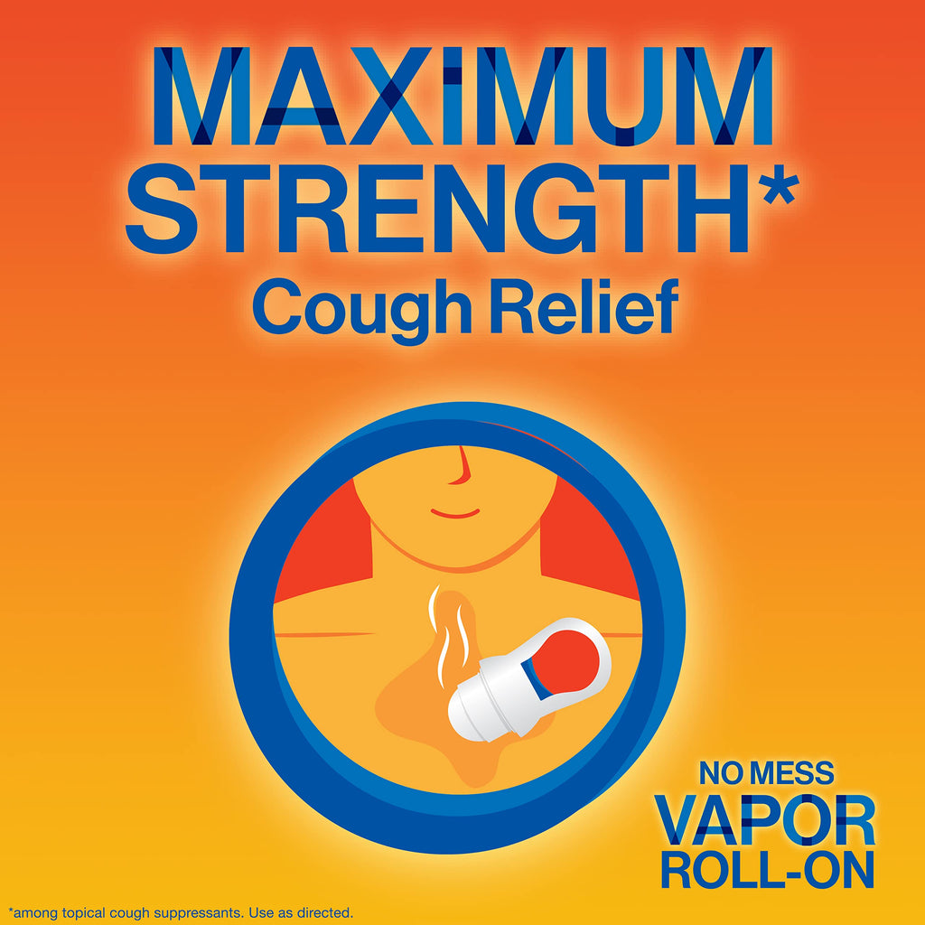 Delsym No Mess Vapor Roll-On Cough Suppressant & Topical Analgesic 1.76 oz with Camphor, Eucalyptus Oil, Menthol, Adults & Kids,