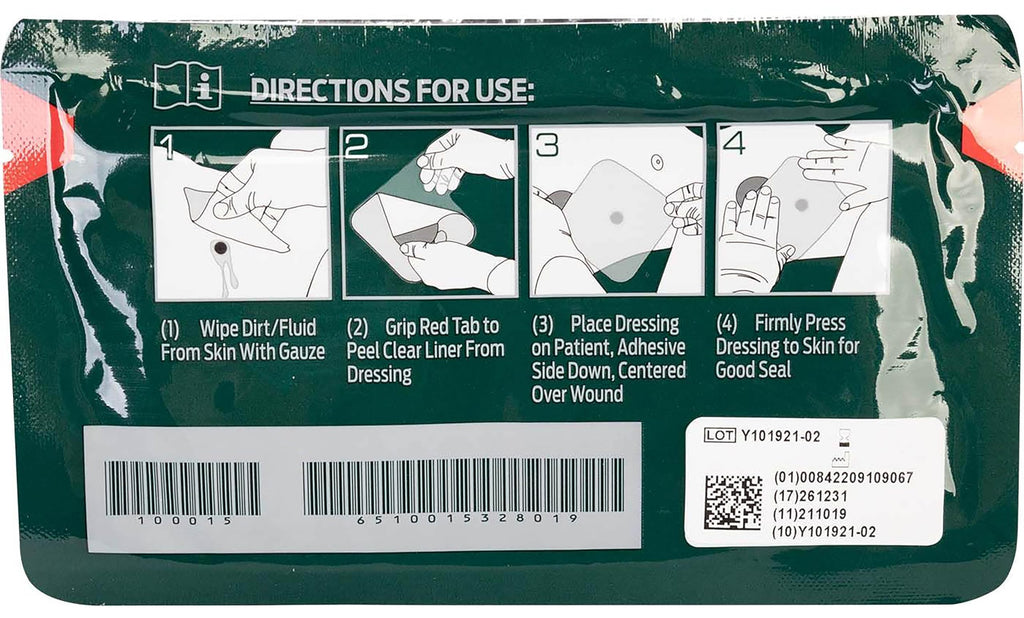 North American Rescue HyFin Chest Seal Occlusive (Single Pack) NAR Individual Compact Dressing for Open Chest Wounds, Trauma (10