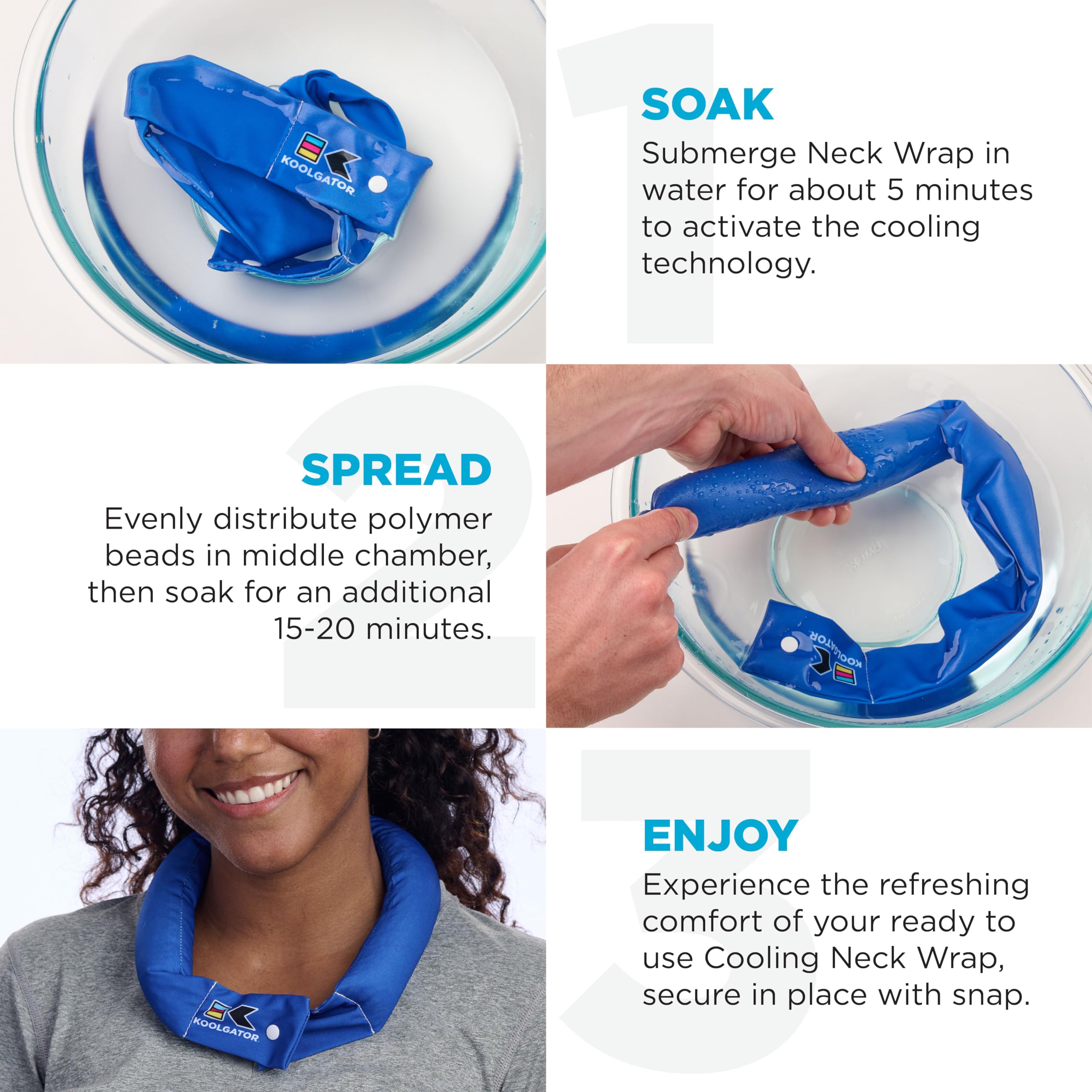 KOOLGATOR Evaporative Cooling Neck Wrap - Keep Cool in The Heat, Summer Cooling Accessories, Long Lasting, Reusable & Breathable