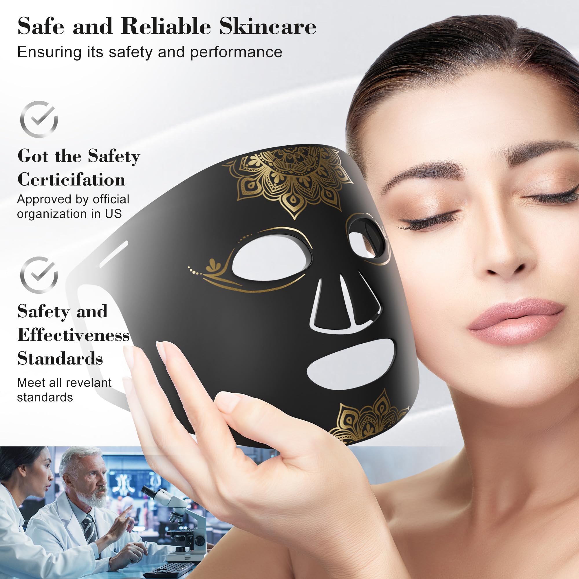 Red Light Therapy for Face 4 Modes LED Face Mask Light Therapy with Remote Portable and Rechargeable Multi Light Therapy Mask wi