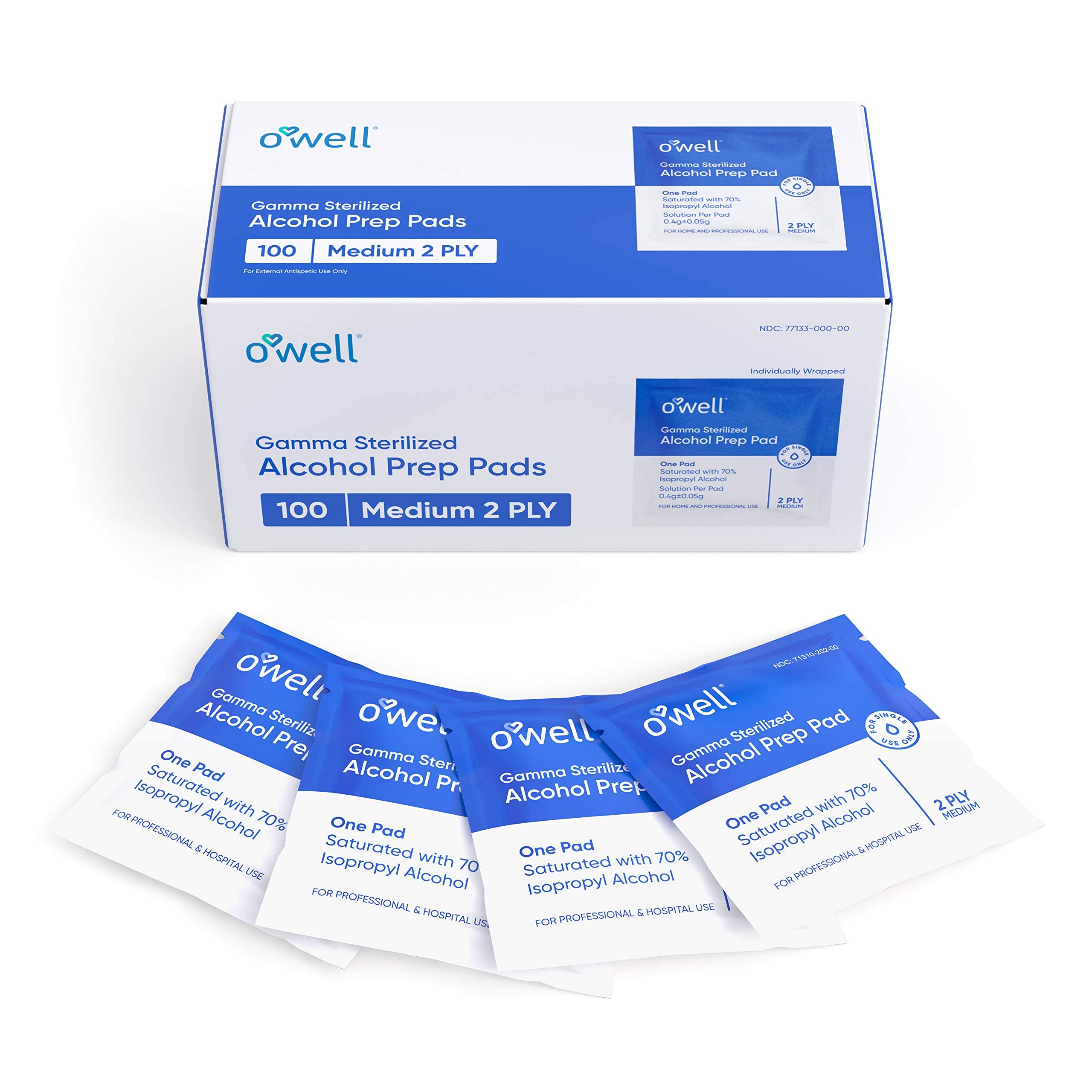 Alcohol Wipes, 100 Count  Medical & Professional Sterile Alcohol Prep Pads  Individually Wrapped 2-Ply Antiseptic Alcohol Pads G