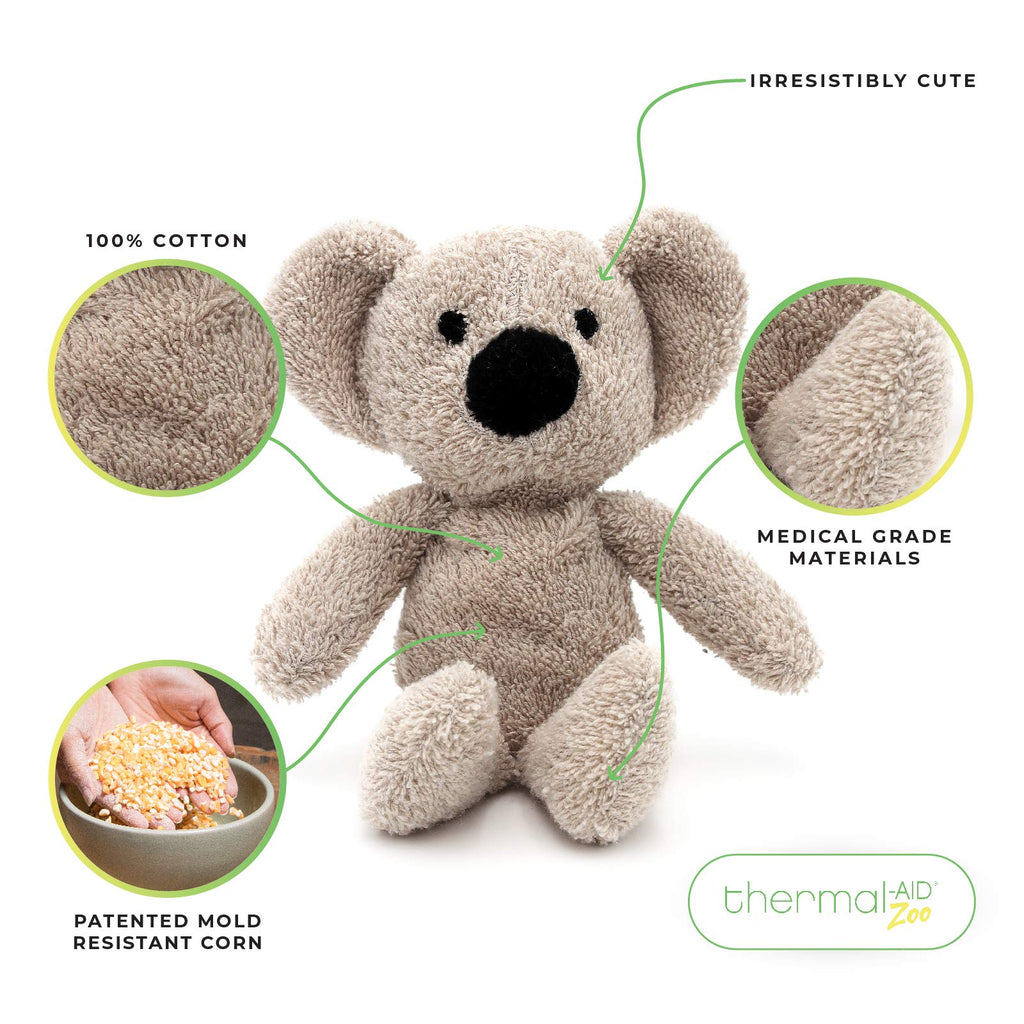 Thermal-Aid Zoo - Mini Microwavable Stuffed Animal - Plush Toy and Hot Cold Pack - Ollie The Koala - 3.15 x 2.6 x 9.3 in