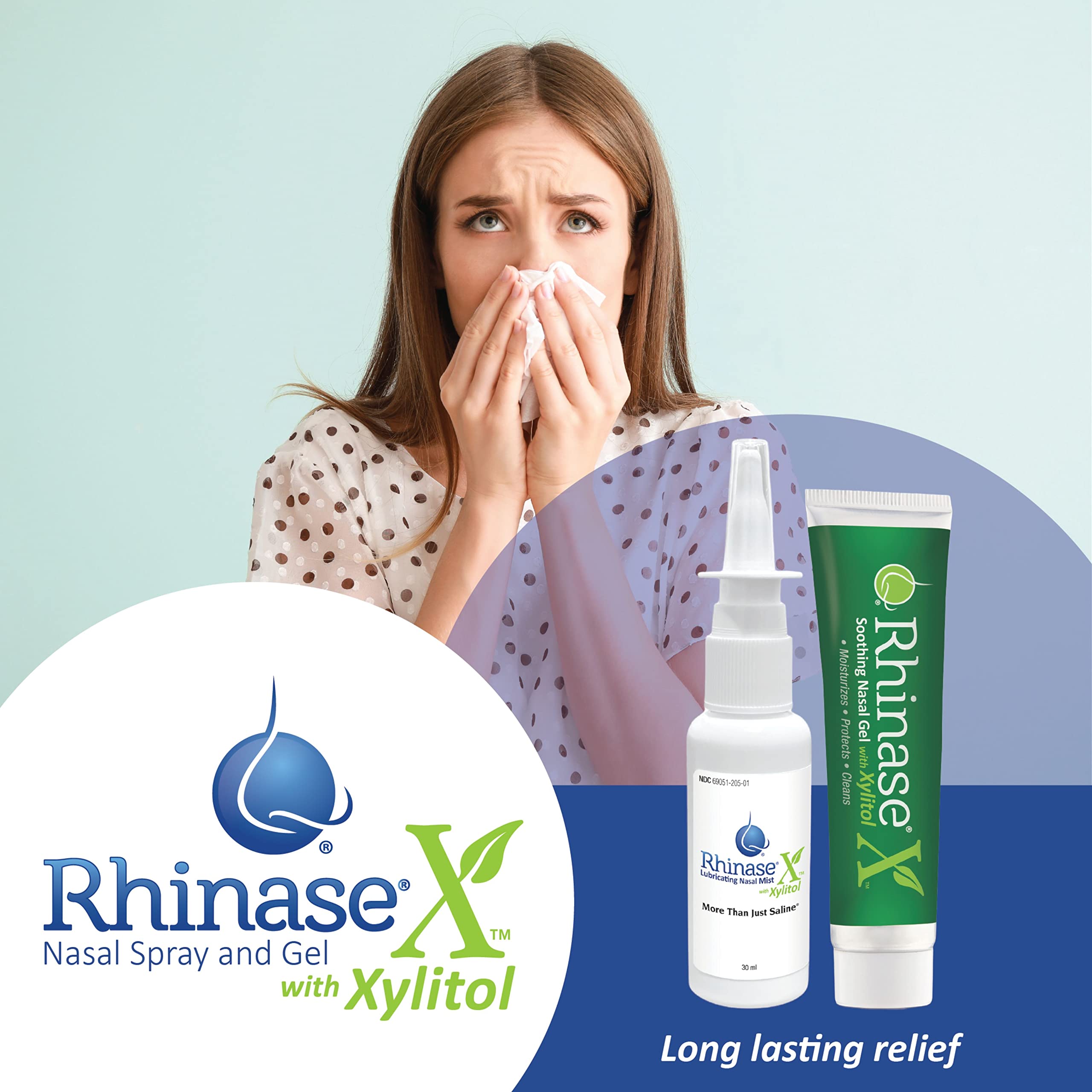 Rhinase X Lubricating Nasal Mist Spray with Xylitol | Long Lasting Symptom Relief from Nasal Dryness | Less Sneezing, Itchiness,