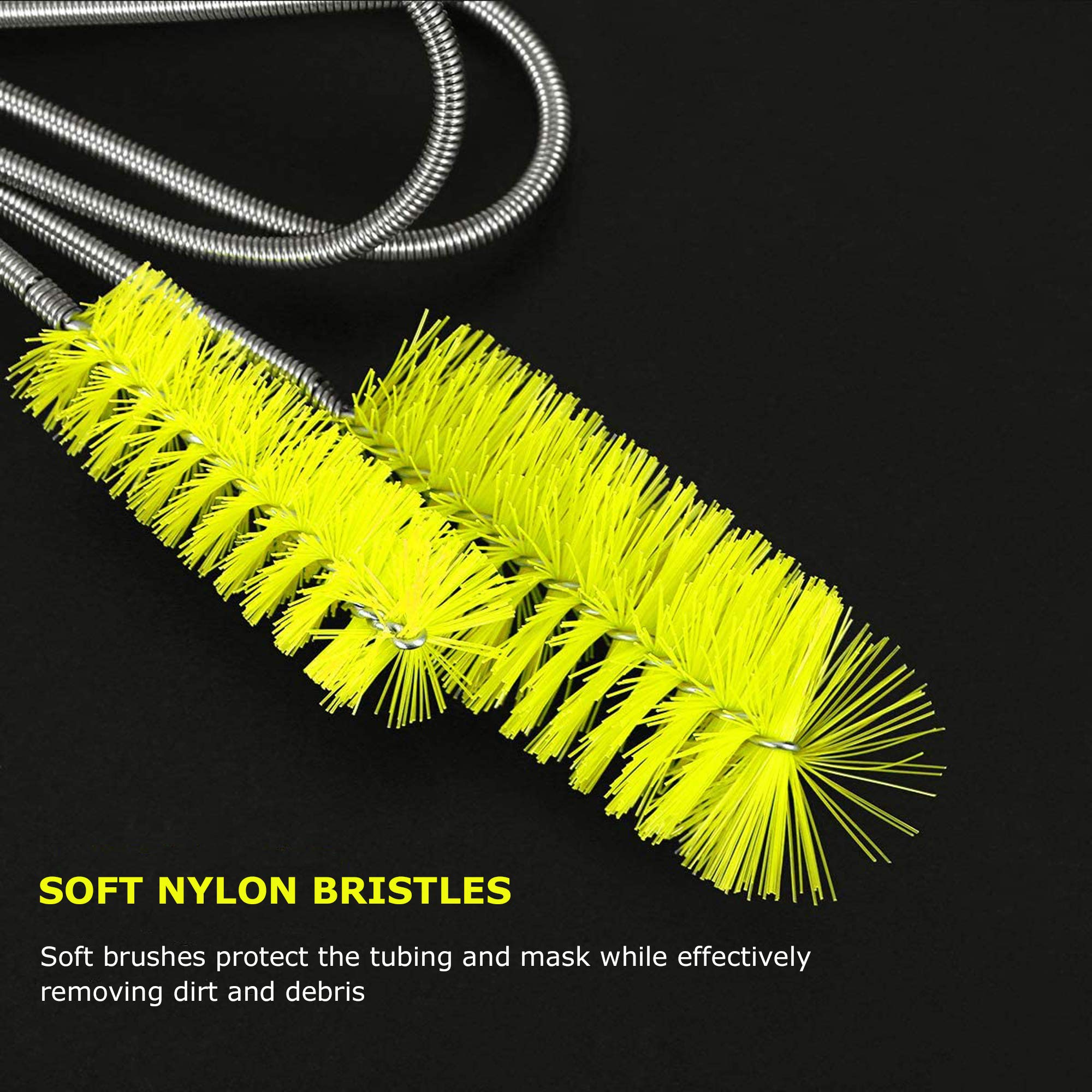 Brush Diameter 15mm 19mm -CPAP Tube Cleaning Brush-Suitable for Most CPAP Hose Type (Yellow)