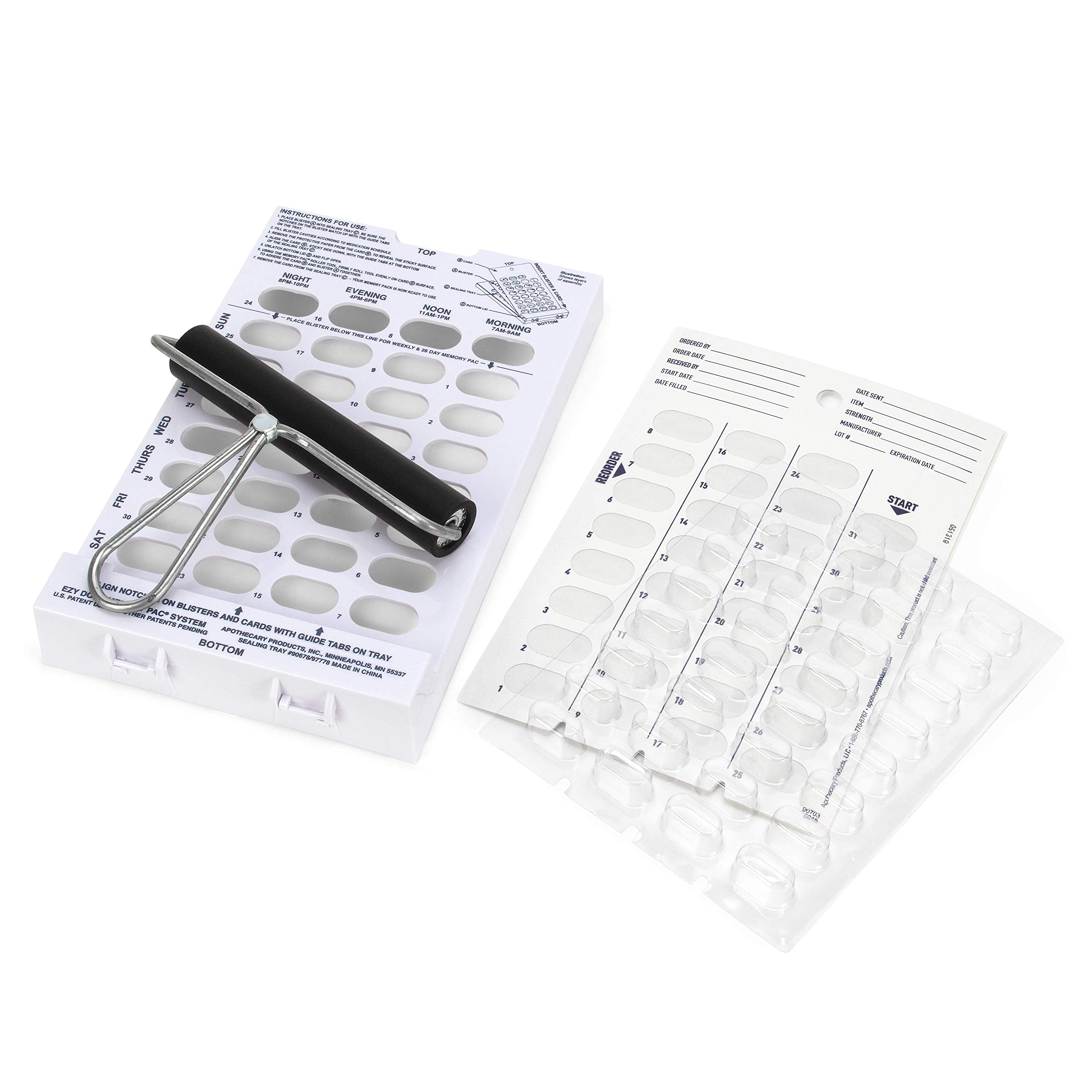 Ezy Dose Disposable (31-Day) Pill, Medicine, Vitamin Organizer Box | Monthly Planner | Kit includes Cards, Tray, Blisters, Braye
