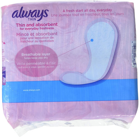 Always Thin Daily Panty Liners For Women, Light Absorbency, Unscented, 120 Count