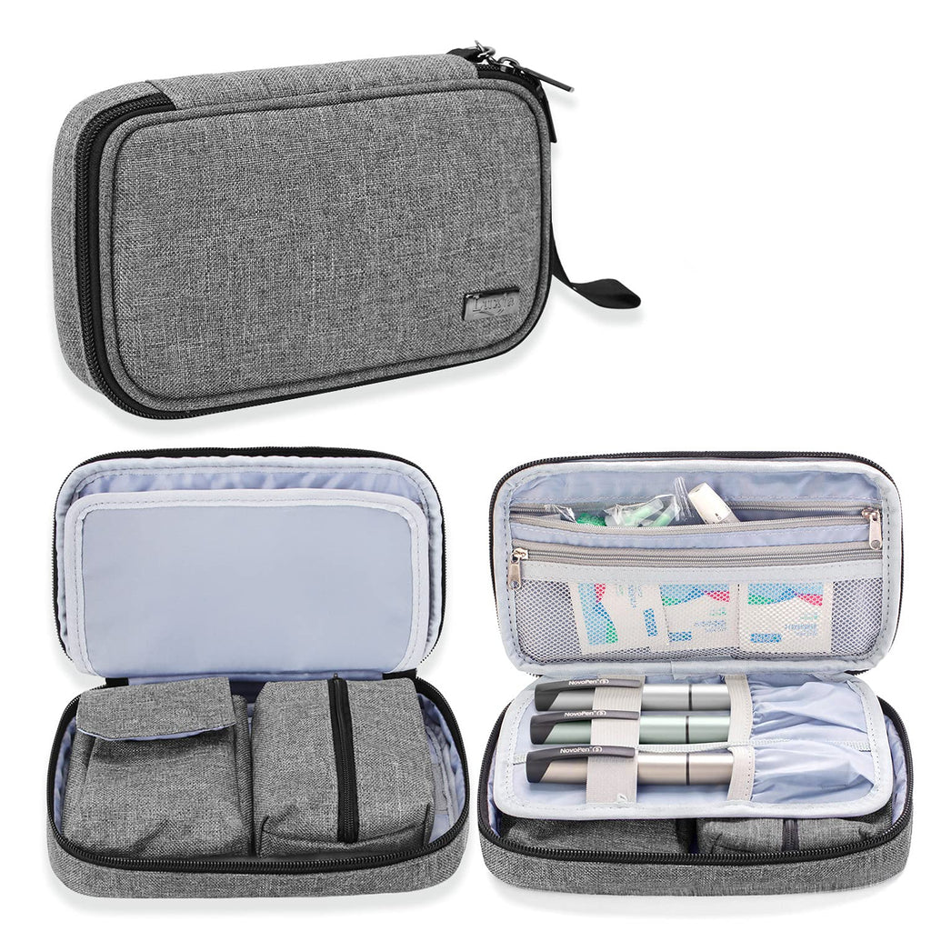 LUXJA Diabetic Supplies Travel Case, Storage Bag for Glucose Meter and Other Diabetic Supplies (Bag Only), Gray