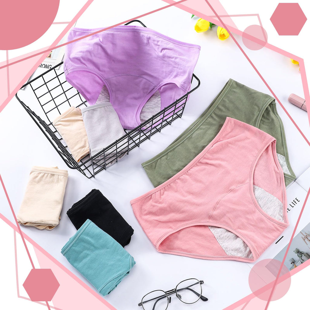 Bunnycool 8 Pcs Leakproof Underwear for Women Leak Proof High Waisted Underwear over 60 for Incontinence Panties for Women (L) M
