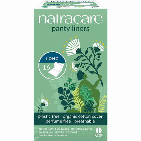 Natracare Natural Organic Panty Liners, Long, Made with Certified Organic Cotton, Ecologically Certified Cellulose Pulp and Plan